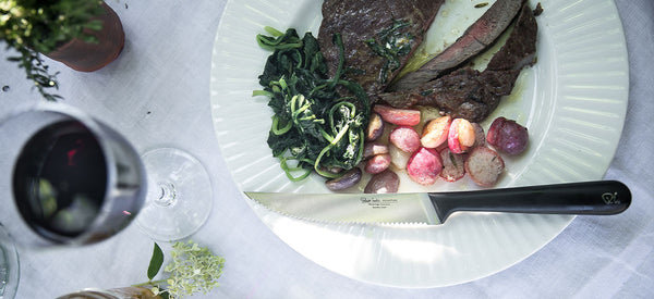 RUMP STEAK WITH GARDEN HERB BUTTER AND SAUTEED RADISHES WITH AN ORANGE & THYME VINAIGRETTE