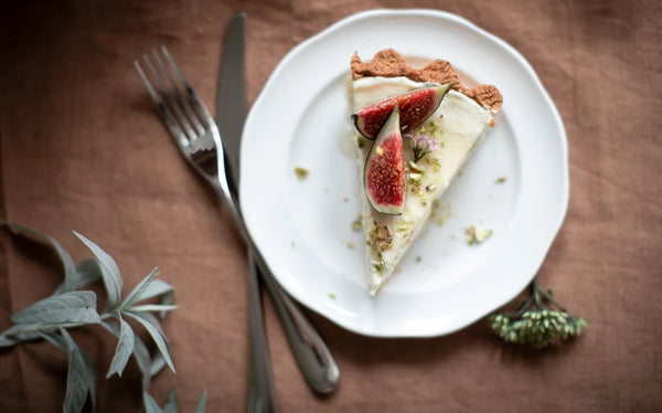 Honey Mascarpone Tart with a Pistachio Crust and Fresh Figs by Sarah Hemsley | A Slow Gathering